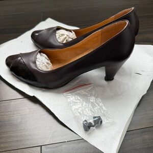 Elegant Brown Leather Women's Heels